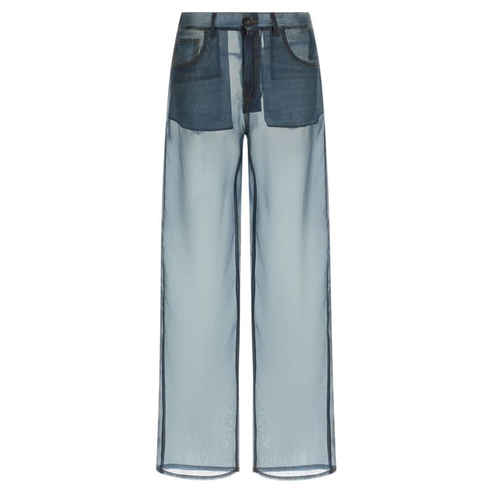 Haikure Blue Silk Casual Women's Pants